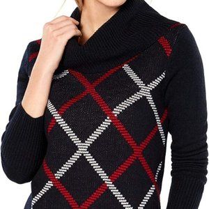 Tommy Hilfiger Plaid Cowl Neck Pullover Sweater